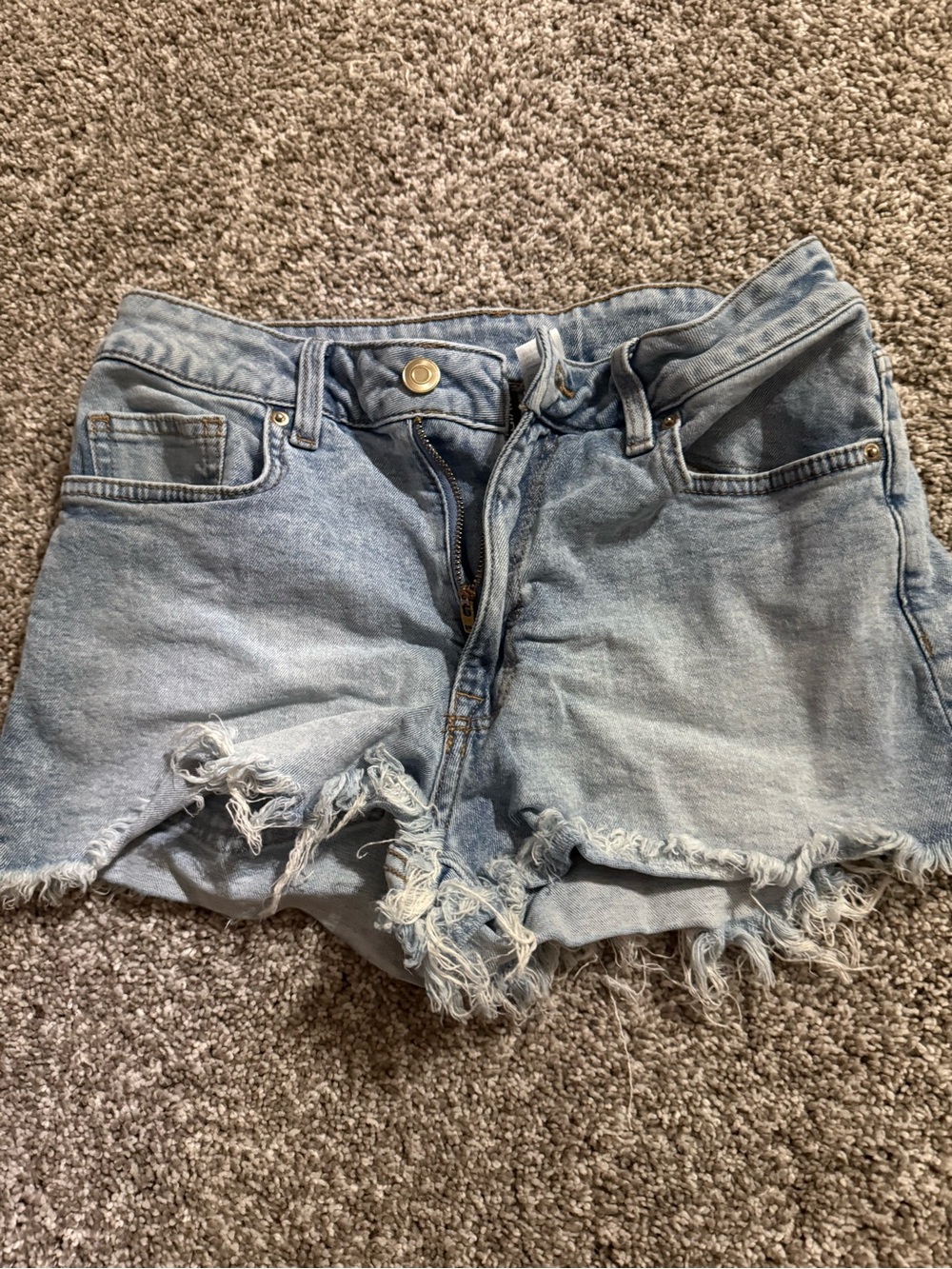 H&M Light Blue Frayed Denim Cutoff Shorts